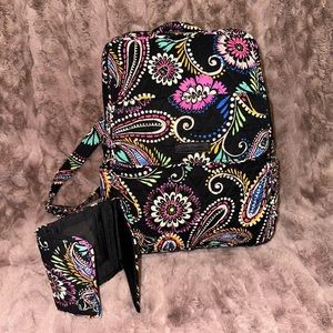 Vera Bradley Black and Multicolor Paisley Backpack